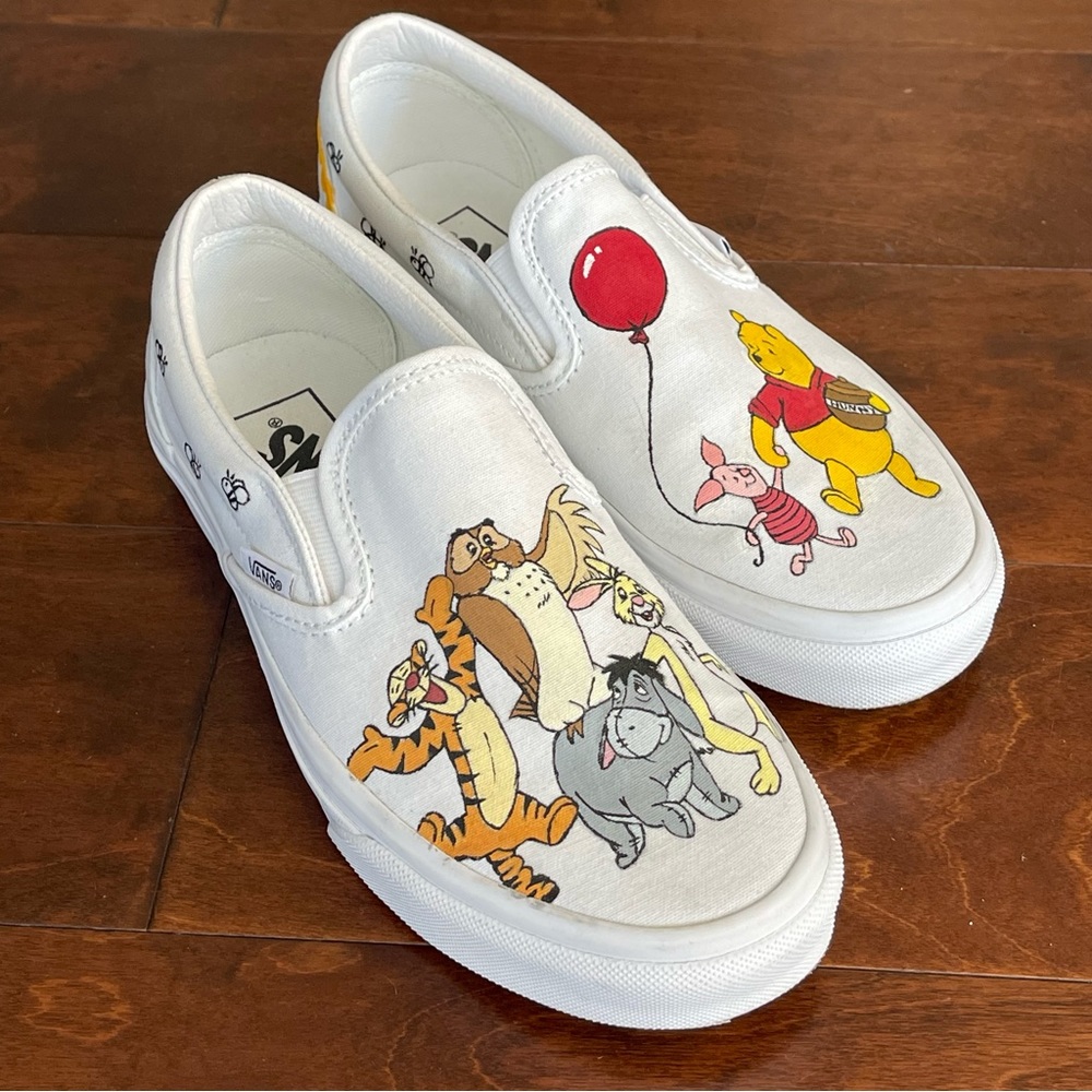 Hand painted Winnie the Pooh white Vans